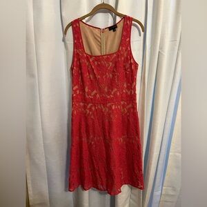 The Limited Coral Red Lace Overlay Dress Size 6